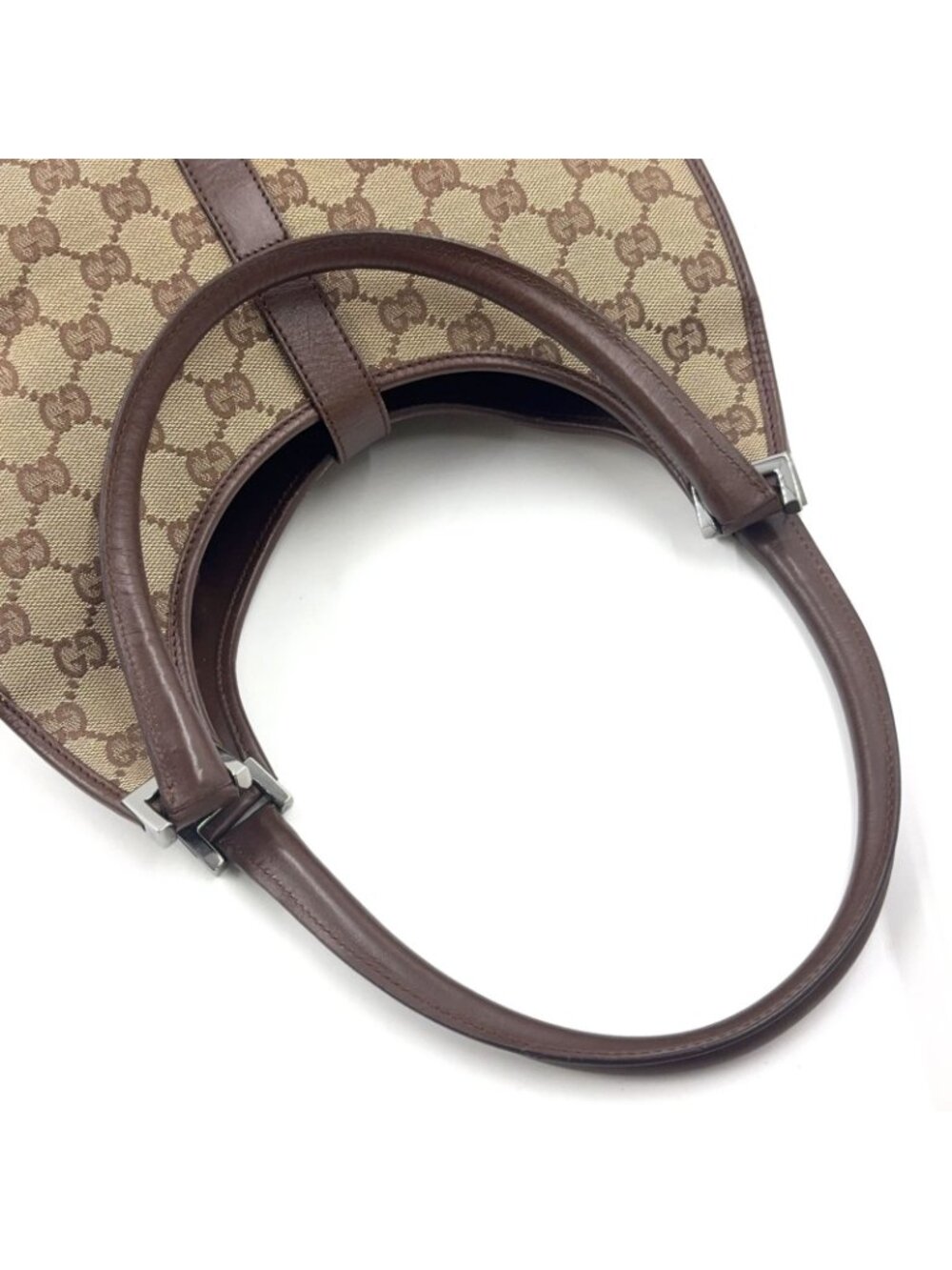 Gucci Jackie Leather Canvas Brown Beige Handbag Silver - Picture 15 of 15